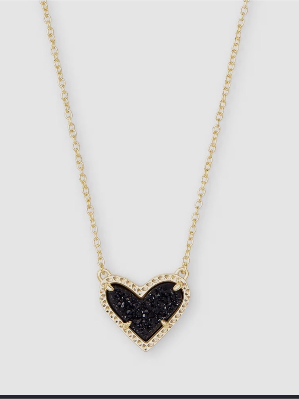 Kendra Scott Gold Heart Pendant Necklace - Black Druzy
